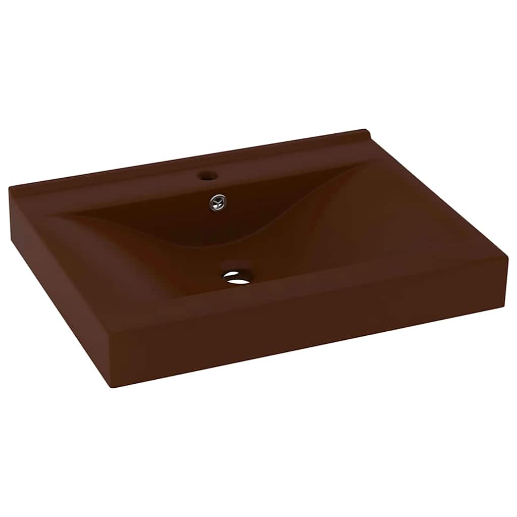VidaXL -Waschbecken mit Wasserhahn -Loch 60x46 cm Keramik Matt Dunkelbraun