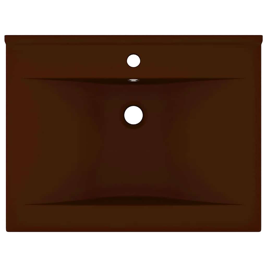 Vidaxl wastafel met kraangat 60x46 cm keramiek mat donkerbruin