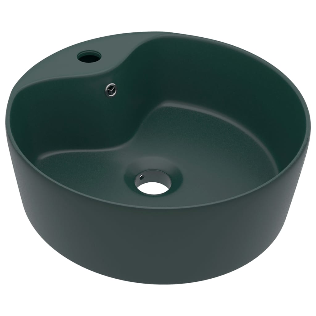 VidaXL -Waschbecken mit Landung 36x13 cm Keramik Matt Dunkelgrün