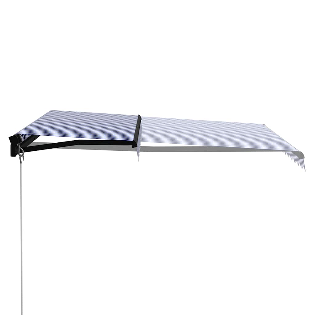Vidaxl luifel handmatig uittrekbaar met led 300x250 cm blauw en wit
