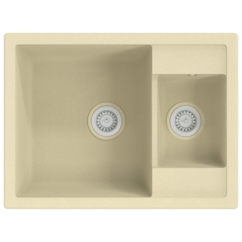 VIDAXL Waschbecken Doppelfächer mit Überlauflochgranit Beige
