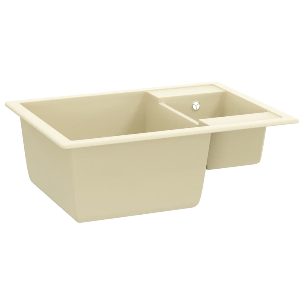 VIDAXL Waschbecken Doppelfächer mit Überlauflochgranit Beige