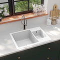 VIDAXL Doppelspülbecken mit mattweißem Granit-Finish
