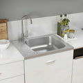 Vidaxl gootsteen met afvoerset 600x500x155 mm roestvrij staal zilver