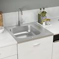 Vidaxl gootsteen met afvoerset 600x600x155 mm roestvrij staal zilver