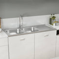 Vidaxl gootsteen dubbele bak 1200x600x155 mm roestvrij staal zilver