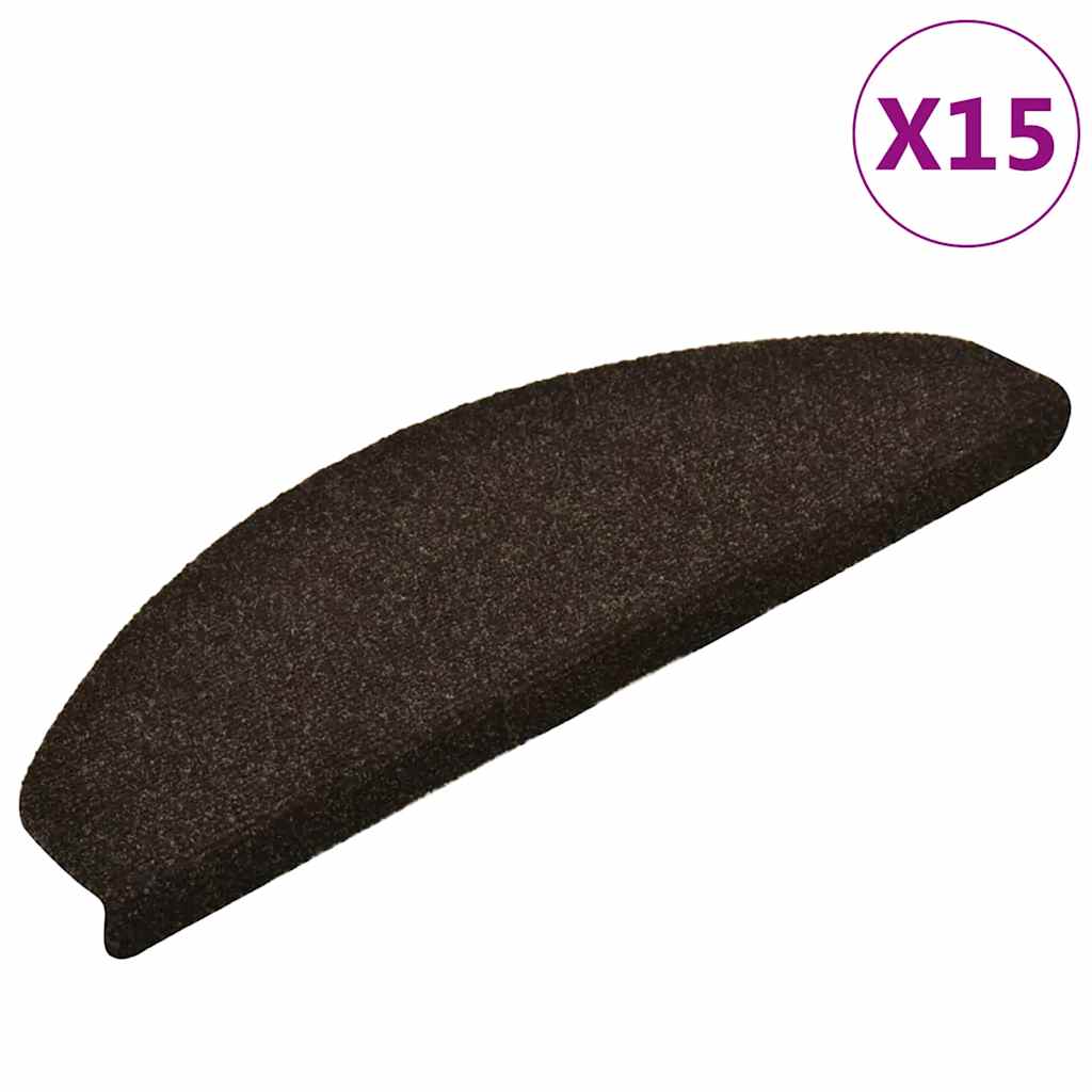Vidaxl trapmatten zelfklevend 15 stuks 65x21x4 cm donkerbruin halfrond groot