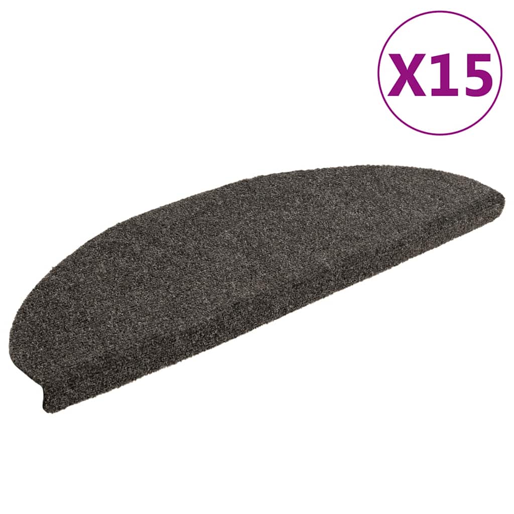 VidaXL Selbstklebende Treppenmatten, 15 Stück, 65 x 21 x 4 cm, Nadelfilz, Anthrazit