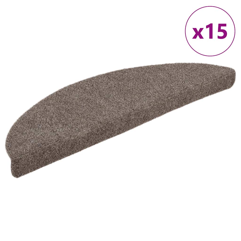 VidaXL Selbstklebende Treppenmatten, 15 Stück, 65 x 21 x 4 cm, Nadelfilz, cremefarben