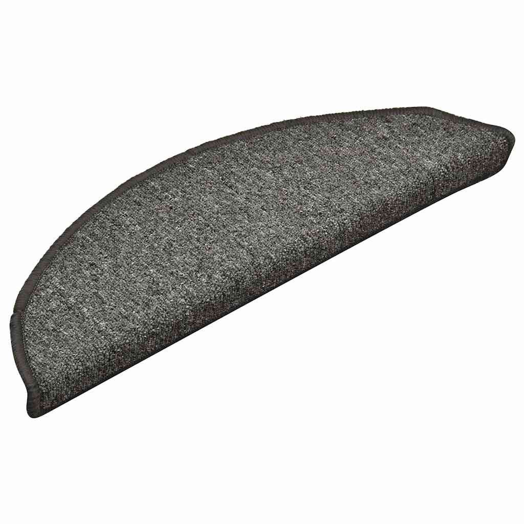 Vidaxl trapmatten 15 st 56x17x3 cm grijs en zwart halfrond