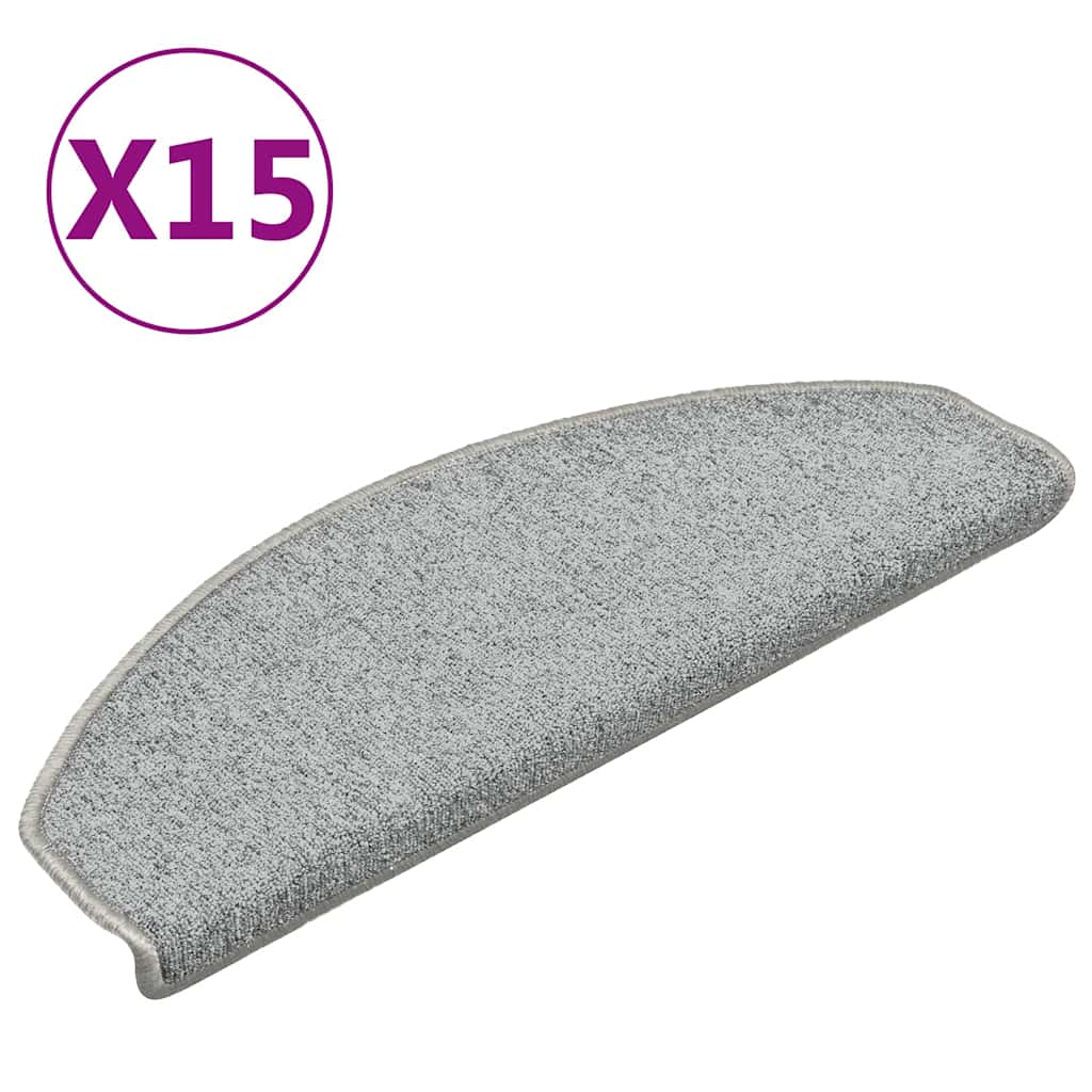Vidaxl trapmatten 15 st 65x24x4 cm lichtgrijs halfrond groot
