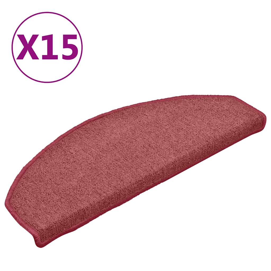 Vidaxl trapmatten 15 st 65x24x4 cm bordeaux halfrond groot