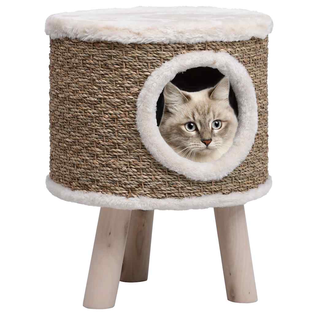 VidaXL Katzenhaus mit Holzbeinen 41 cm Seegras