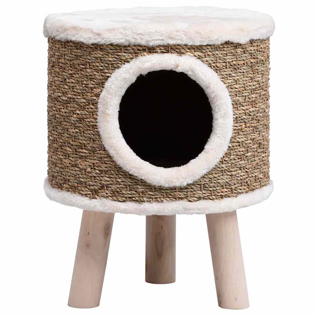VidaXL Katzenhaus mit Holzbeinen 41 cm Seegras