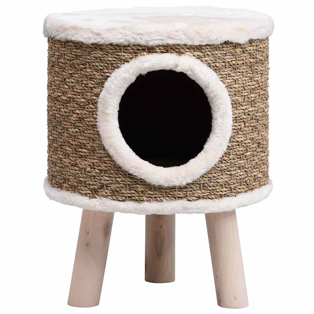 VidaXL Katzenhaus mit Holzbeinen 41 cm Seegras
