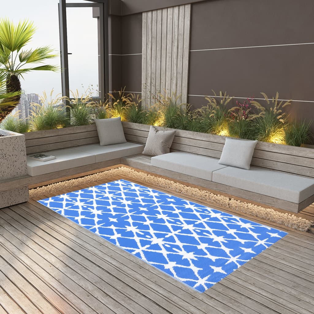 VidaXL Outdoor-Teppich Arakil 120x180 cm PP blau-weiß