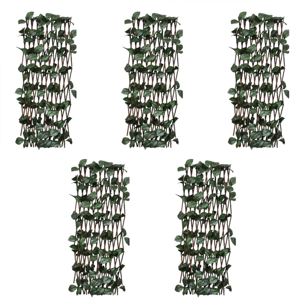 VidaXL Gartenspalier, 5-teilig, mit künstlichen Blättern, 180 x 30 cm, Weide