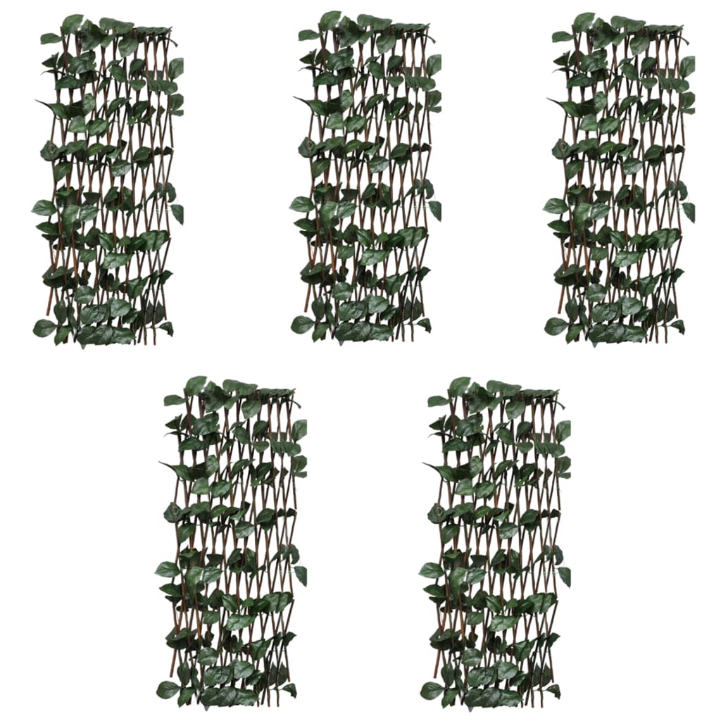 VidaXL Rankgitter, 5-teilig, mit künstlichen Blättern, 180 x 60 cm, Weidenholz