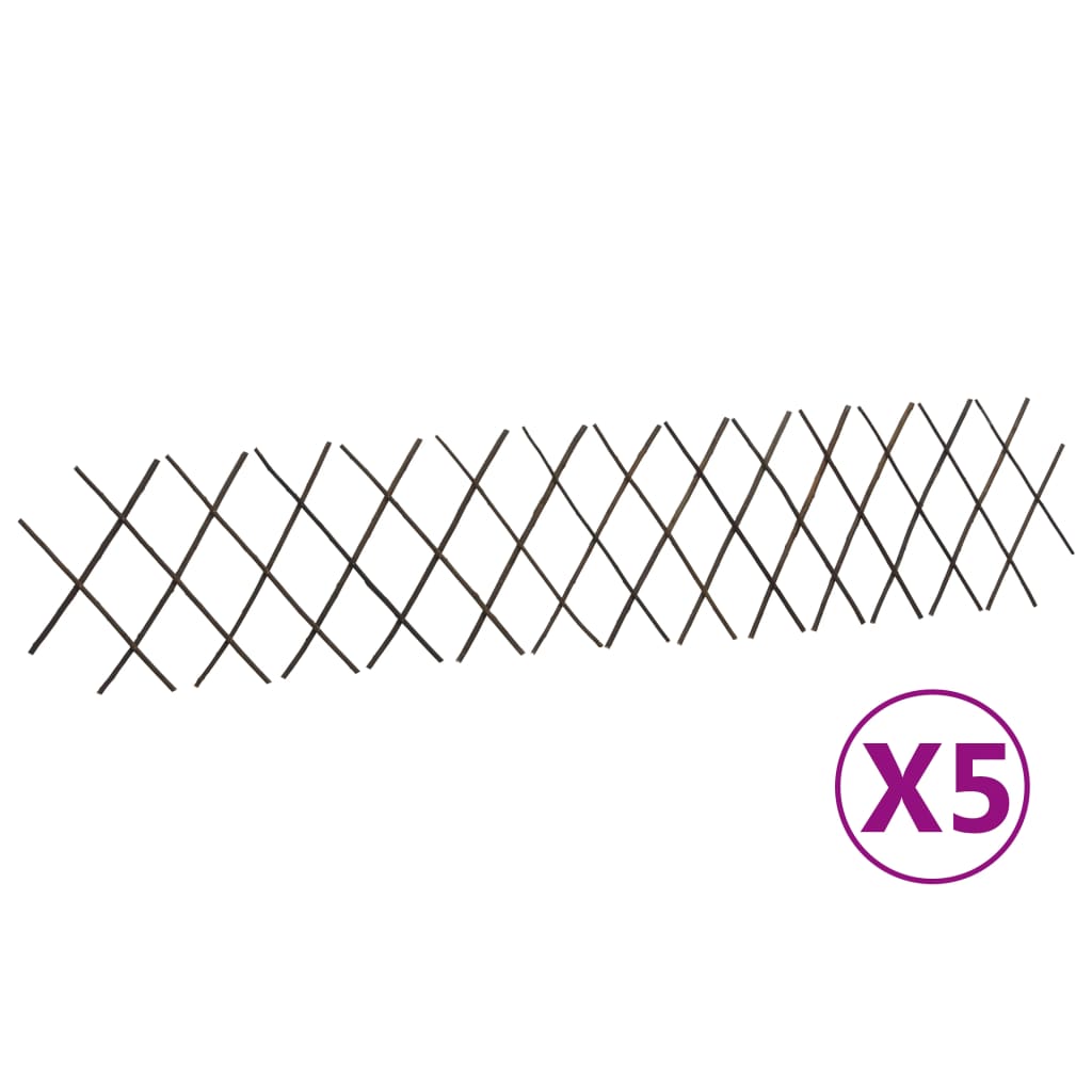 VidaXL Gartenspalier, 5-teilig, 180 x 30 cm, Weidenholz
