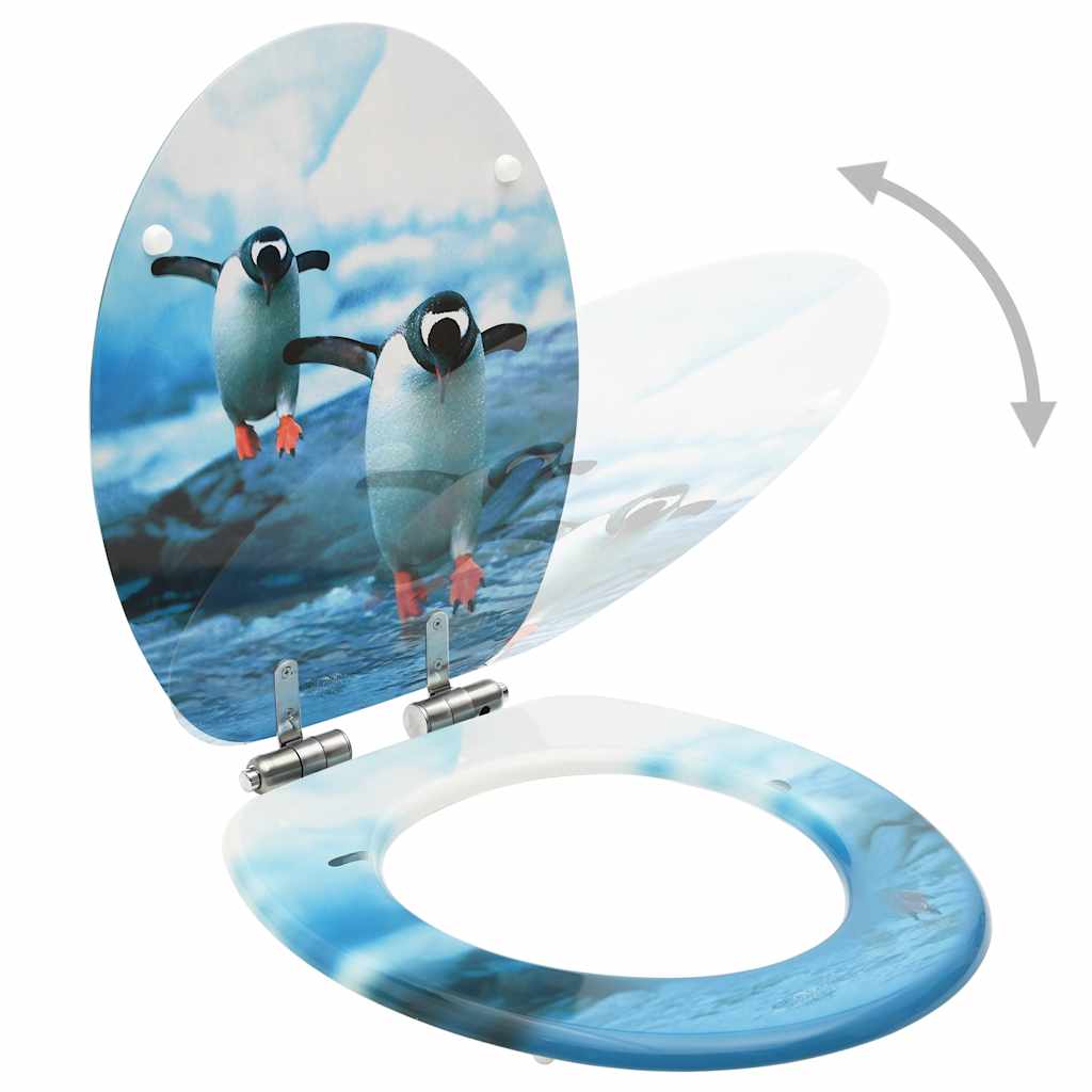 Vidaxl toiletbrillen met soft-close deksel 2 st pinguïn mdf