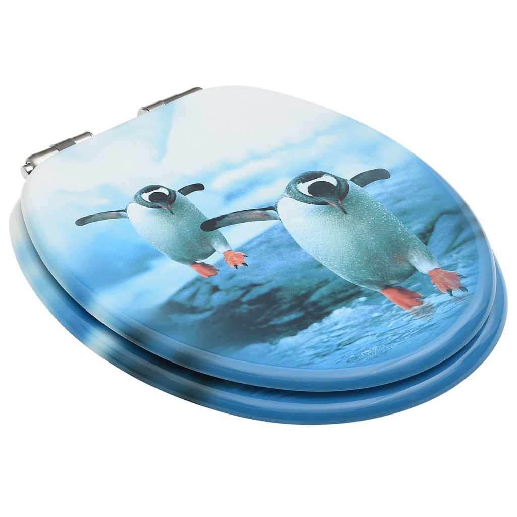Vidaxl toiletbrillen met soft-close deksel 2 st pinguïn mdf