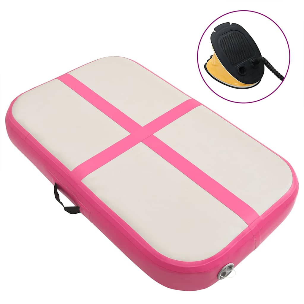Vidaxl gymnastiekmat met pomp opblaasbaar 60x100x10 cm pvc roze