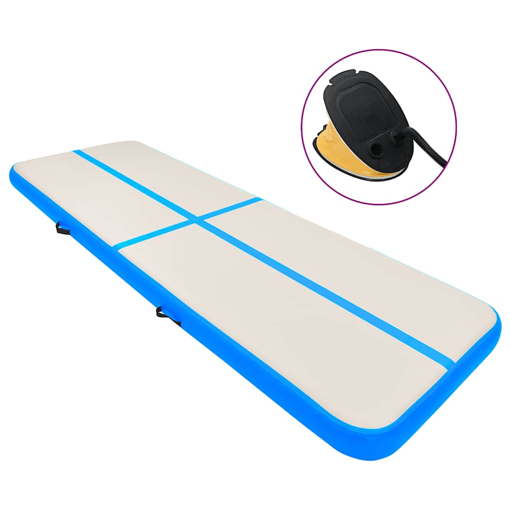 Vidaxl gymnastiekmat met pomp opblaasbaar 300x100x15 cm pvc blauw