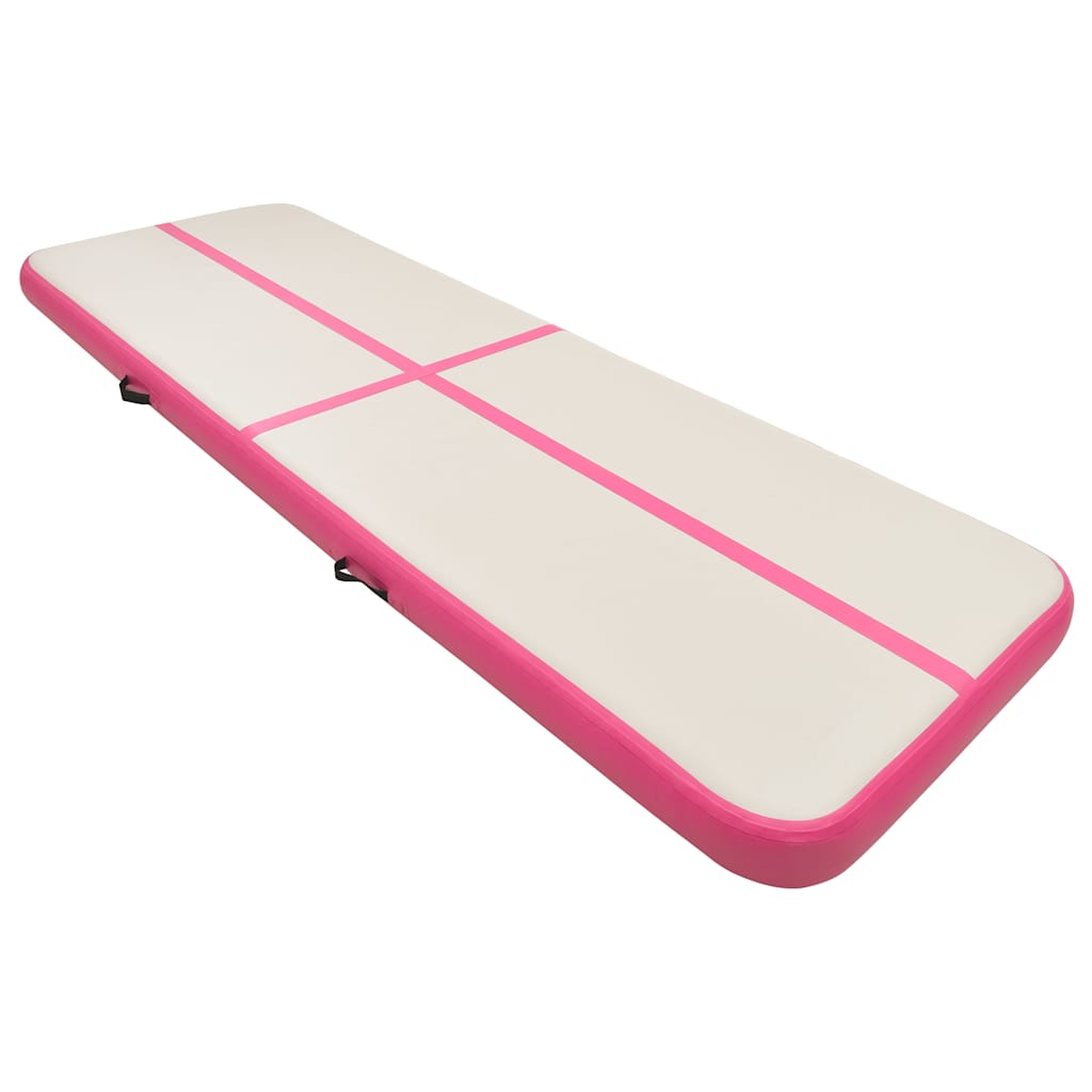 Vidaxl gymnastiekmat met pomp opblaasbaar 400x100x15 cm pvc roze