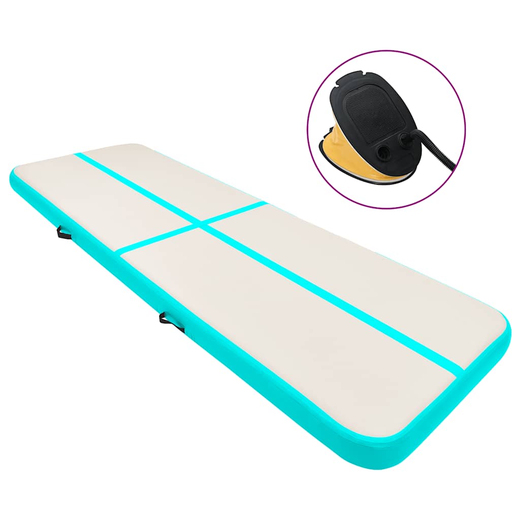 Vidaxl gymnastiekmat met pomp opblaasbaar 700x100x15 cm pvc groen