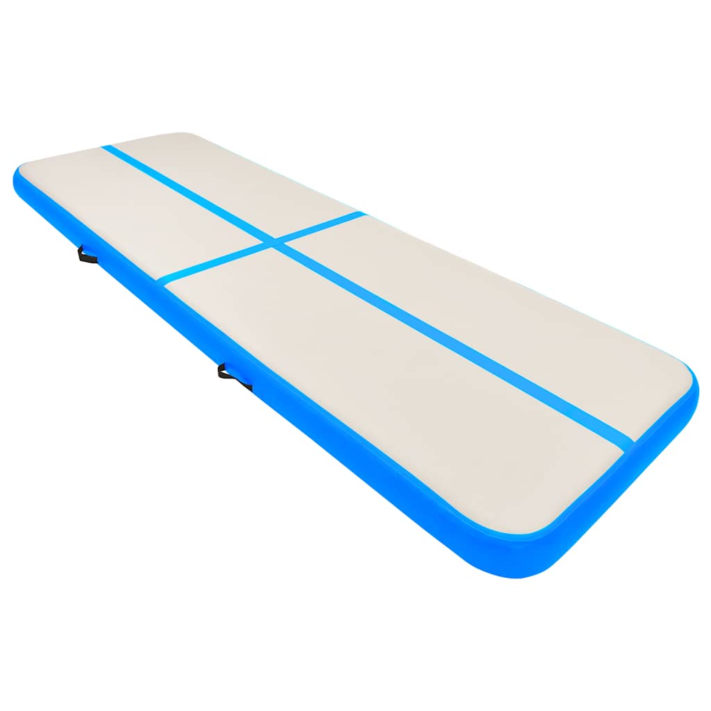 Vidaxl gymnastiekmat met pomp opblaasbaar 500x100x20 cm pvc blauw