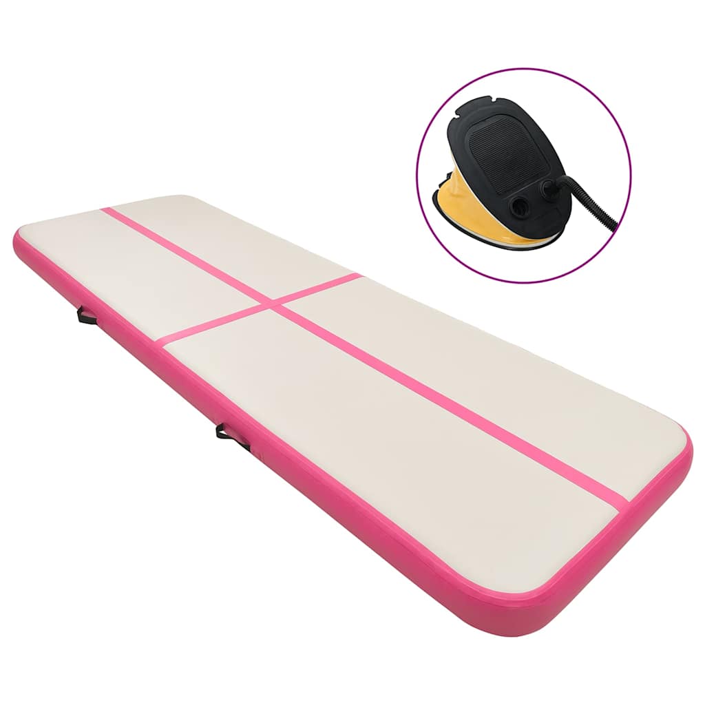 VidaXL Gymnastikmatte mit aufblasbarer Pumpe, 800x100x20 cm, PVC, Rosa
