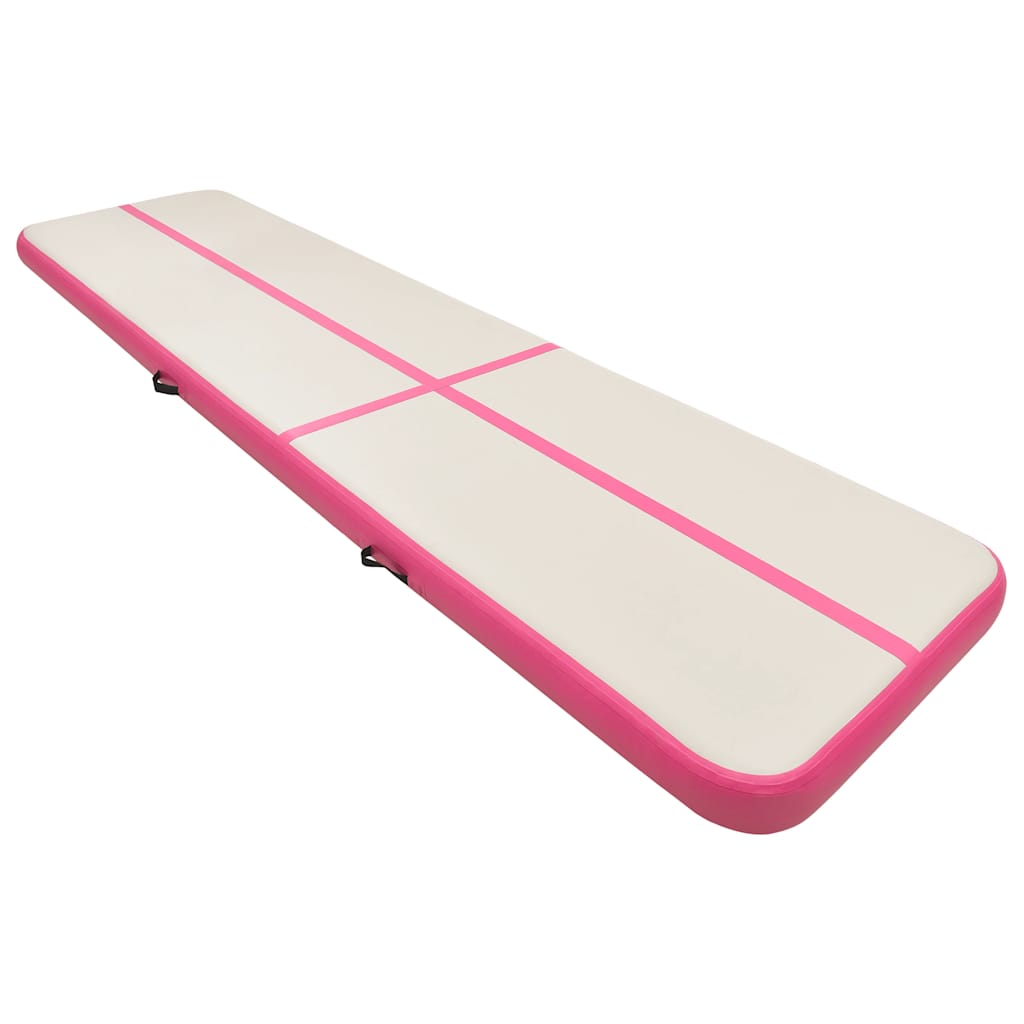 VidaXL Gymnastikmatte mit aufblasbarer Pumpe, 800x100x20 cm, PVC, Rosa