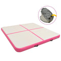 Vidaxl gymnastiekmat met pomp opblaasbaar 200x200x15 cm pvc roze