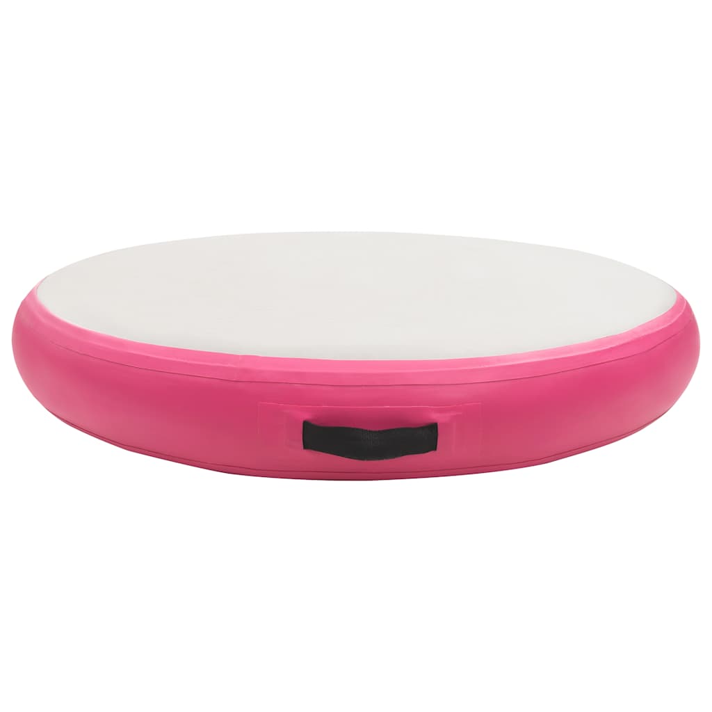 Vidaxl gymnastiekmat met pomp opblaasbaar 100x100x15 cm pvc roze