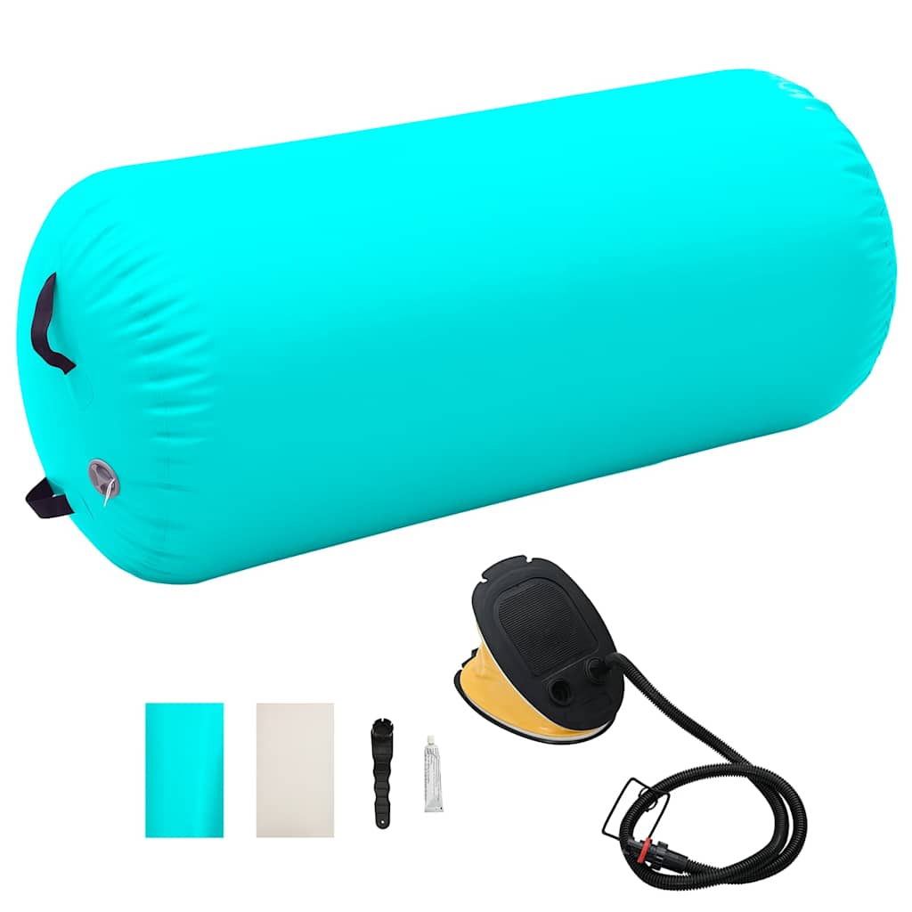 Vidaxl gymnastiekrol met pomp opblaasbaar 120x75 cm pvc groen
