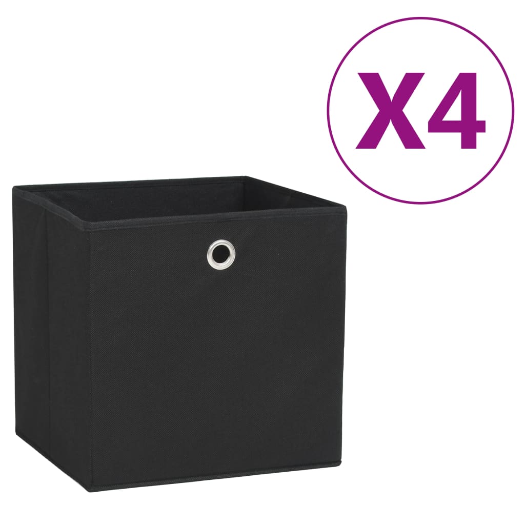 VidaXL Aufbewahrungsboxen, 4 Stück, 28 x 28 x 28 cm, Vliesstoff, Schwarz