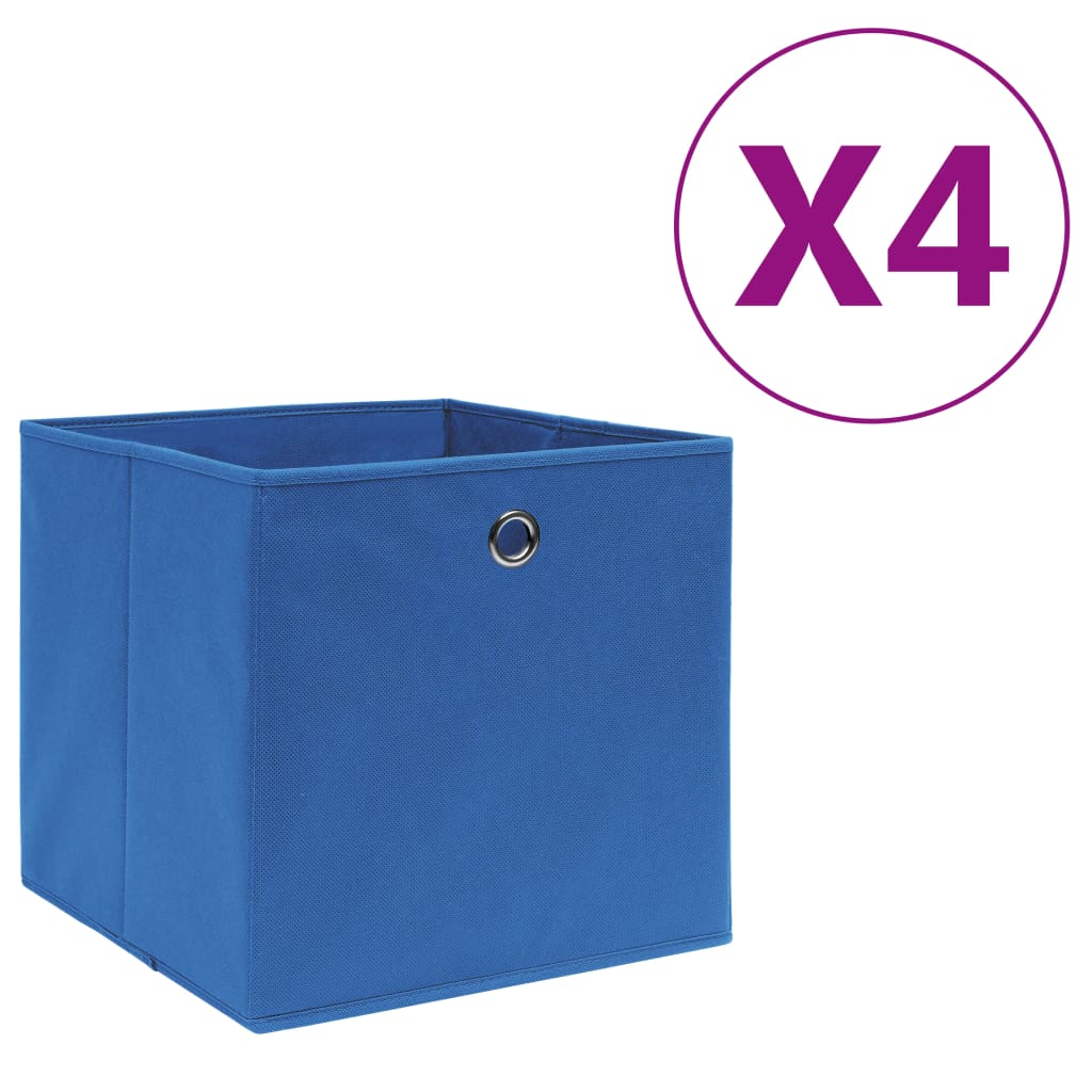 VidaXL Aufbewahrungsboxen, 4 Stück, 28 x 28 x 28 cm, Vliesstoff, Blau