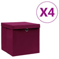 VIDAXL -Speicherboxen mit Deckel 4 Stück 28x28x28 cm dunkelrot