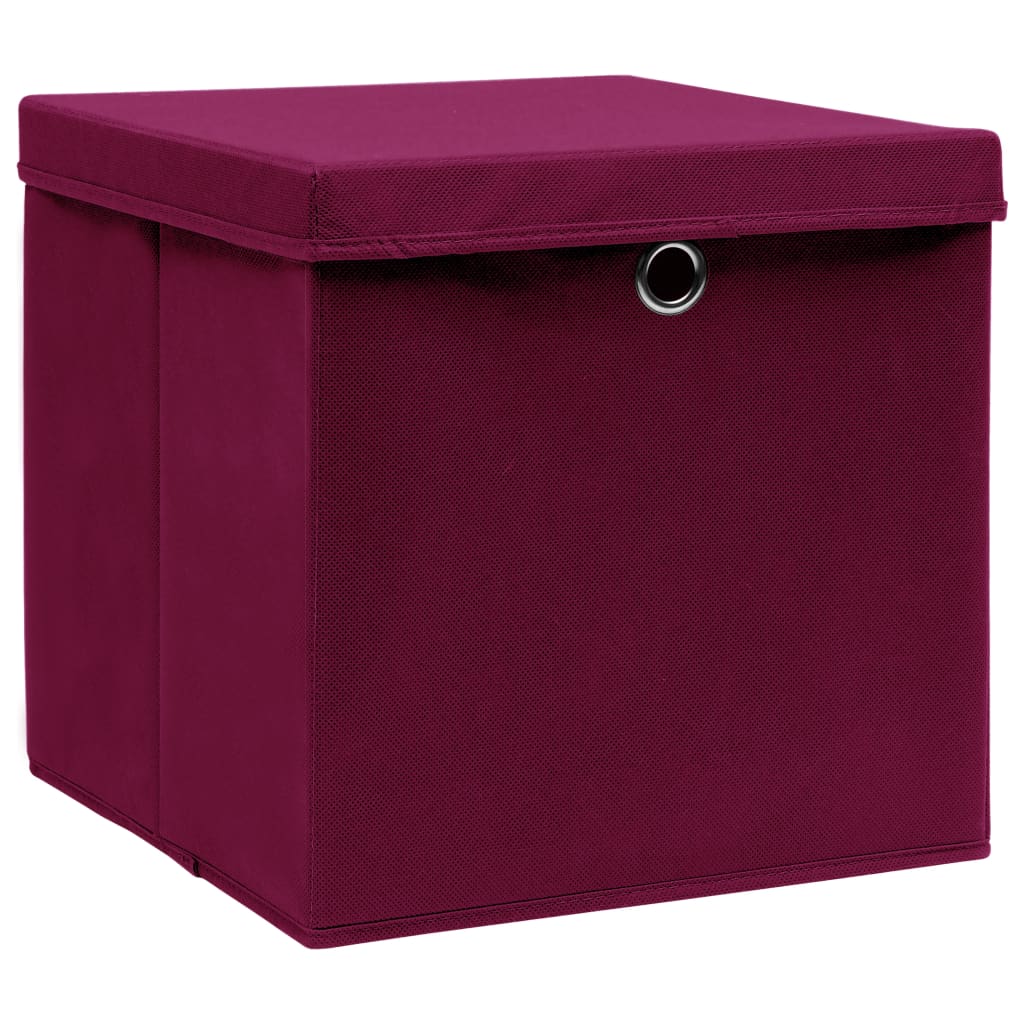 VIDAXL -Speicherboxen mit Deckel 4 Stück 28x28x28 cm dunkelrot