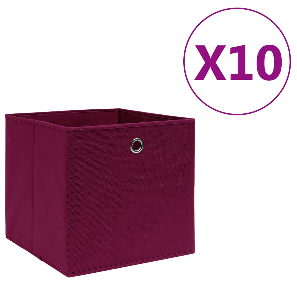 VIDAXL -Speicherboxen 10 Stück 28x28x28 cm Nicht -verwobener Stoff dunkelrot