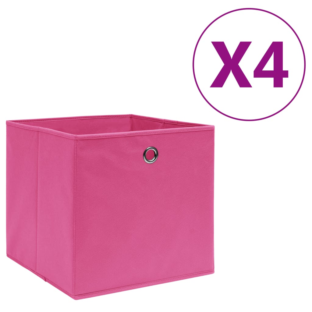VidaXL Aufbewahrungsboxen, 4 Stück, 28 x 28 x 28 cm, Vliesstoff, Rosa