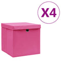 VIDAXL -Speicherboxen mit Deckel 4 Stück 28x28x28 cm Rosa