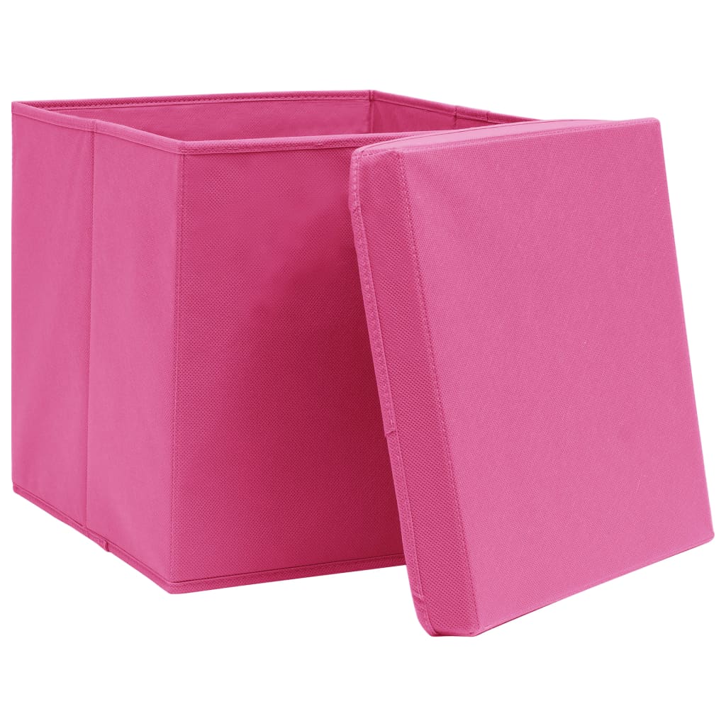 VIDAXL -Speicherboxen mit Deckel 4 Stück 28x28x28 cm Rosa
