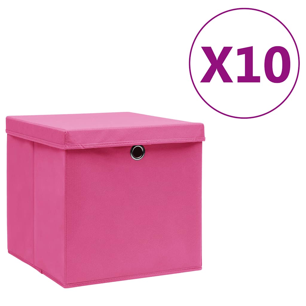 VidaXL -Speicherboxen mit Deckel 10 ST 28x28x28 cm Rosa