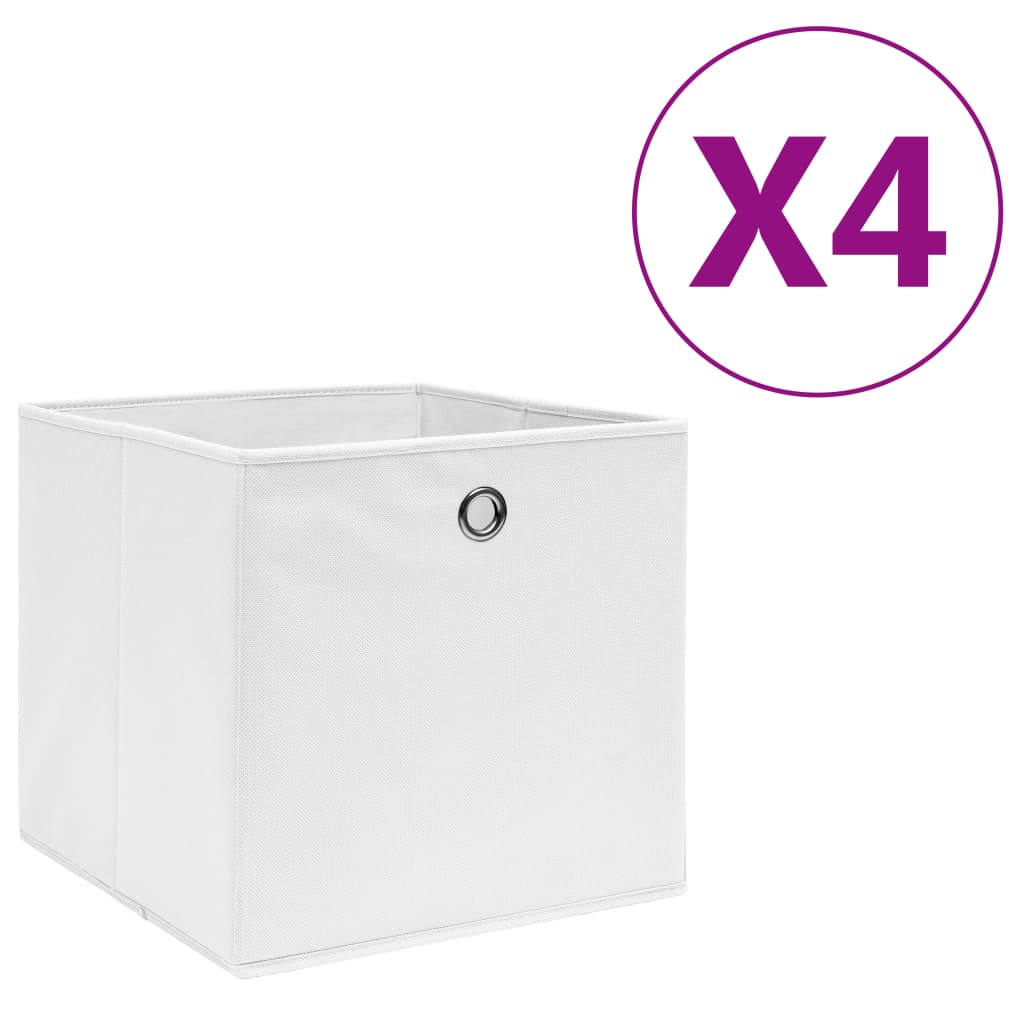 VidaXL Aufbewahrungsboxen, 4 Stück, 28 x 28 x 28 cm, Vliesstoff, Weiß