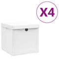 VidaXL Aufbewahrungsboxen mit Deckel, 4 Stück, 28 x 28 x 28 cm, Weiß