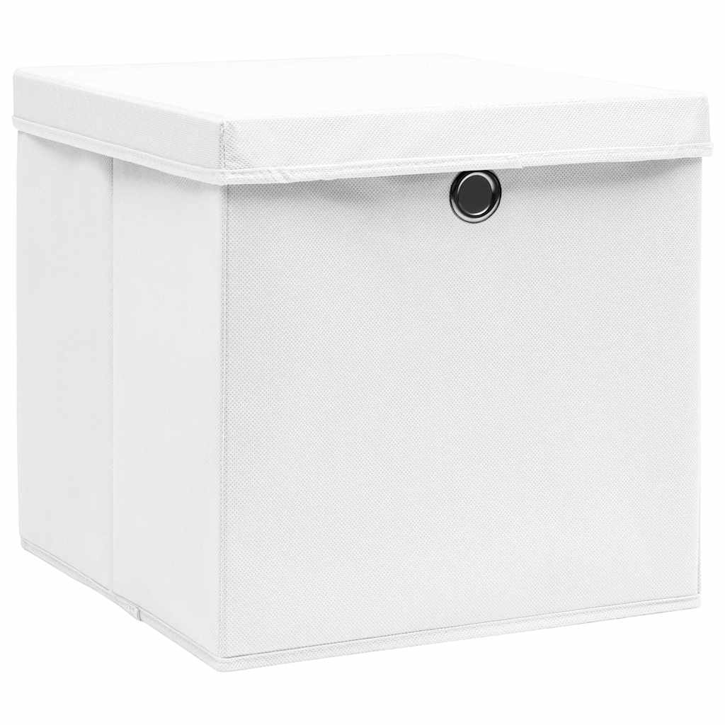 VidaXL Aufbewahrungsboxen mit Deckel, 4 Stück, 28 x 28 x 28 cm, Weiß