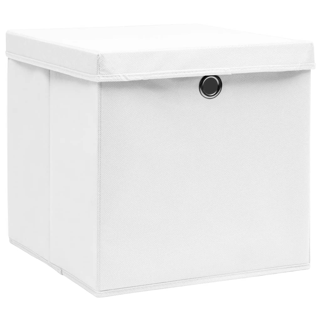 VidaXL Aufbewahrungsboxen mit Deckel, 4 Stück, 28 x 28 x 28 cm, Weiß