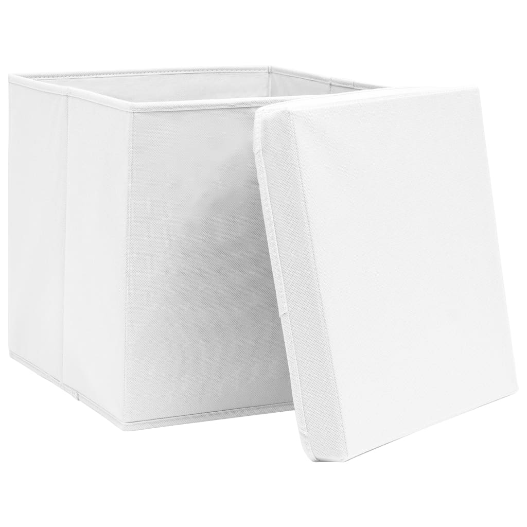 VidaXL Aufbewahrungsboxen mit Deckel, 4 Stück, 28 x 28 x 28 cm, Weiß