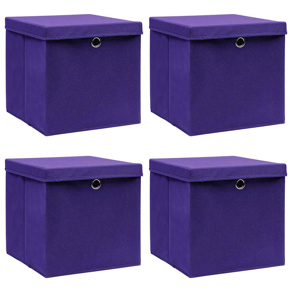 VidaXL Aufbewahrungsboxen mit Deckel, 4 Stück, 28 x 28 x 28 cm, Lila